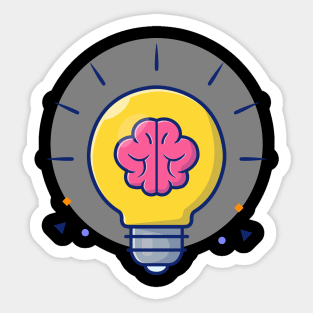 Lamp with brain cartoon Sticker